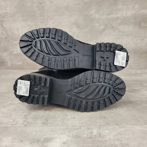 Clarks Womens Boots Size 7 M Black Suede Nissini Pearl Size Buckle New - Picture 11 of 13